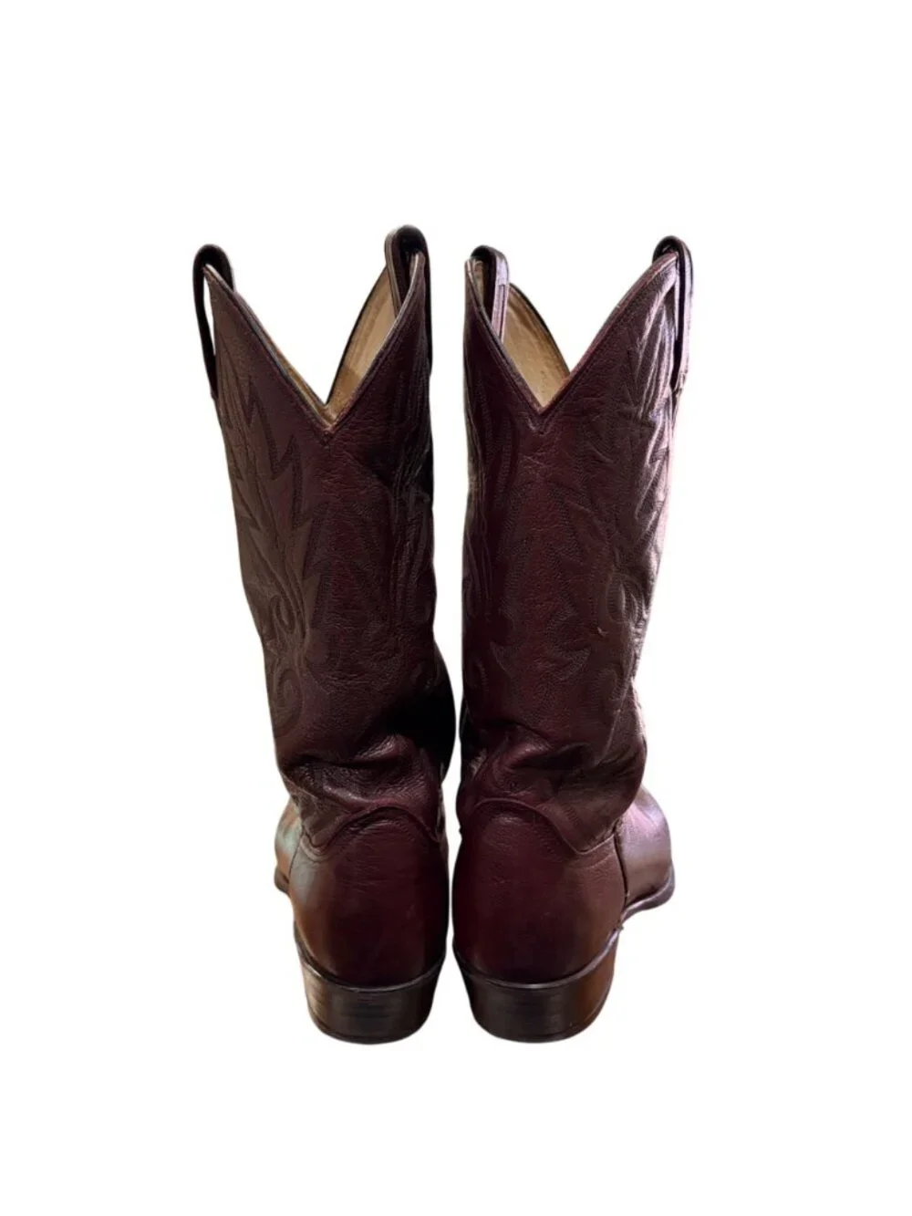 Vintage Dan Post Black Cherry Leather Cowboy Boots Sz 9 D Men’s Western Made USA